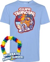 T-shirt vacances Tropical | Toppers in concert 2024 | Club Tropicana | Chemise hawaïenne | Vêtements Ibiza | Bleu clair | taille XXL