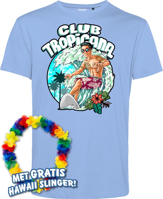 T-shirt Surfing Time | Toppers in Concert 2024 | Club Tropicana | Hawaii Shirt | Ibiza Kleding | Lichtblauw | maat XL