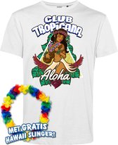 T-shirt Hawaiian Hula Ukelele | Toppers in Concert 2024 | Club Tropicana | Hawaii Shirt | Ibiza Kleding | Wit | maat L