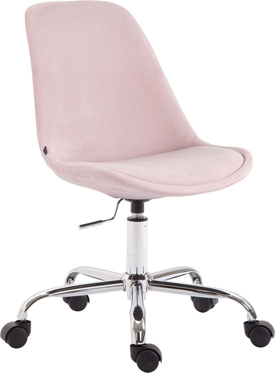 In And OutdoorMatch Bureaustoel Darell - Roze - Fluwelen bekleding - Hoogwaardige bekleding - Comfortabel gevoerd - Luxe uitstraling