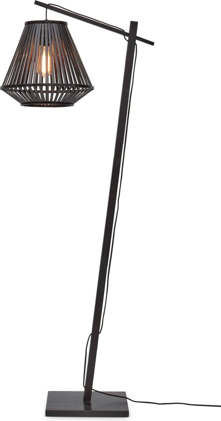 GOOD&MOJO Vloerlamp Merapi - Bamboe Zwart - 57x30x150cm - Modern - Staande lamp voor Woonkamer - Slaapkamer