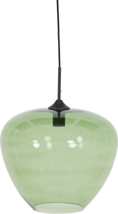 Light & Living suspension Ø40x34 cm MAYSON noir mat + verre vert