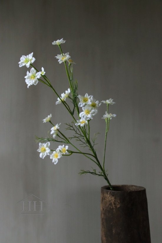 Kunstbloem wit - bloemtak - 68 cm - zijde bloemen - voor boeket - veldbloemen