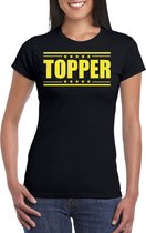 Bellatio Decorations Verkleed T-shirt voor dames - topper - zwart - geel glitters - feestkleding L