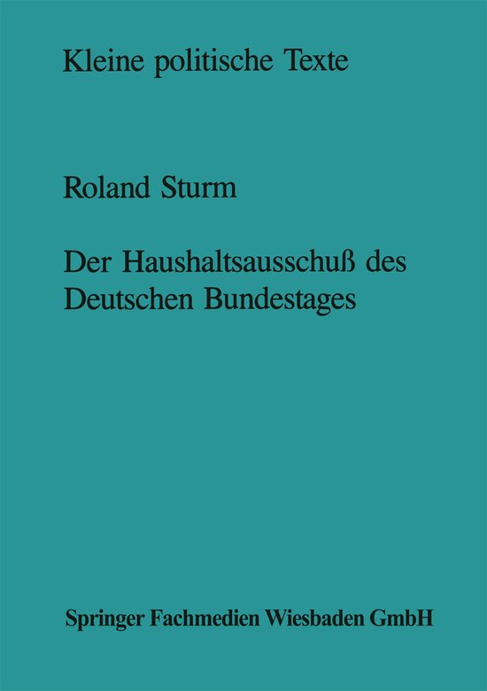 Der Haushaltsausschuß Des Deutschen Bundestages - cover