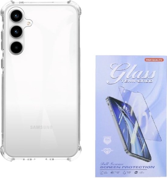Coque Antichoc Convient pour : Samsung Galaxy A35 5G - Silicone Anti-Choc - Transparent + 2x Protecteur d'écran