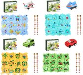 DrPhone TrackTastic Puzzle Wheels - De Ultieme Avontuurlijke Puzzelset - Kids Speelgoed - 4x 15 Delig - Alle Thema's
