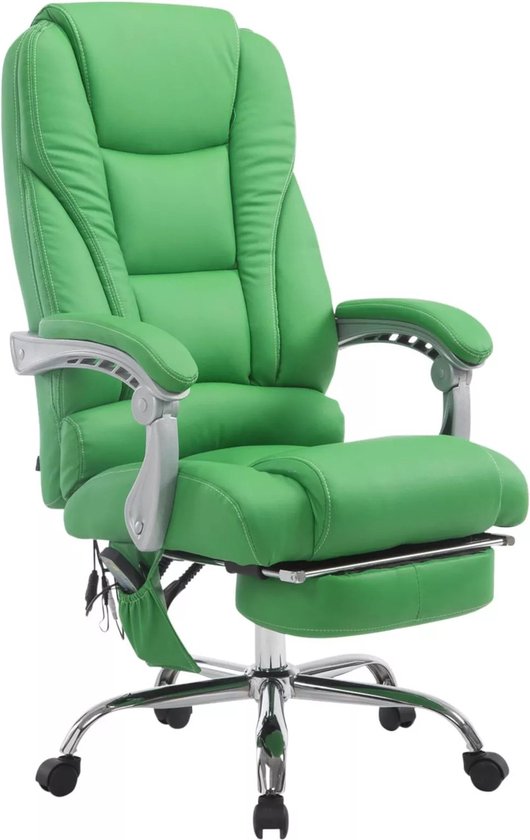 In And OutdoorMatch Bureaustoel Zico - Massagefunctie - Groen - Kunstleer - Ergonomische bureaustoel - Op wielen - Voor volwassenen - In hoogte verstelbaar
