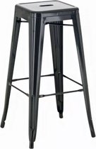 In And OutdoorMatch Barkruk Lavonne - Zonder rugleuning - Set van 1 - Ergonomisch - Barstoelen voor keuken of kantine - Zwart - Metaal - Zithoogte 77cm