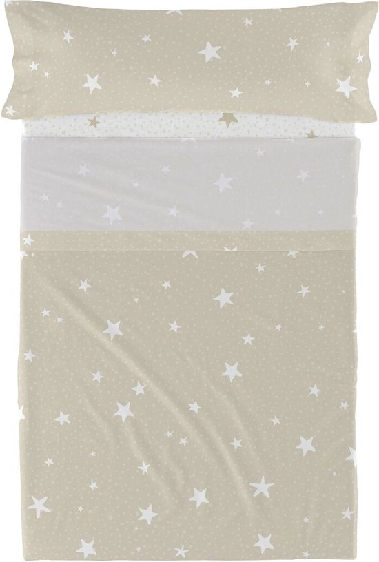 Set beddengoed HappyFriday Basic Kids Little star Beige Bed van 105 180 x 270 cm 2 Onderdelen