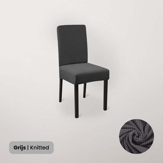 BankhoesDiscounter Knitted Stoelhoes – Grijs – Eetkamer Stoelhoezen – Stoelhoezen Eetkamerstoelen – Stoelhoezen Stretch