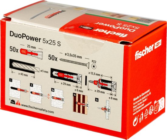 Fischer DUOPOWER 5x25 LD 2-componenten plug 25 mm 5 mm 535452 100 stuk(s) - Fischer