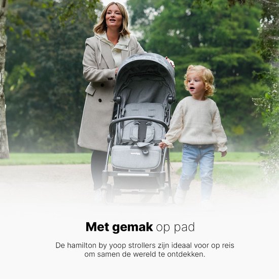 Hamilton by Yoop XL Buggy – MagicFold™ Technologie – Tot 22kg – 50 liter Bagagevak – Premium Wandelwagen – Inklapbaar – Gemêleerd lichtgrijs