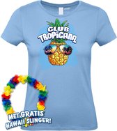 T-shirt femme Head d'Ananas | Les meilleurs en concert 2024 | Club Tropicana | Chemise hawaïenne | Vêtements Ibiza | Dames bleu clair | taille L.