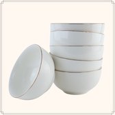 Bols à soupe OTIX - 6 pièces - 500 ml - Wit avec bordure dorée - Porcelaine