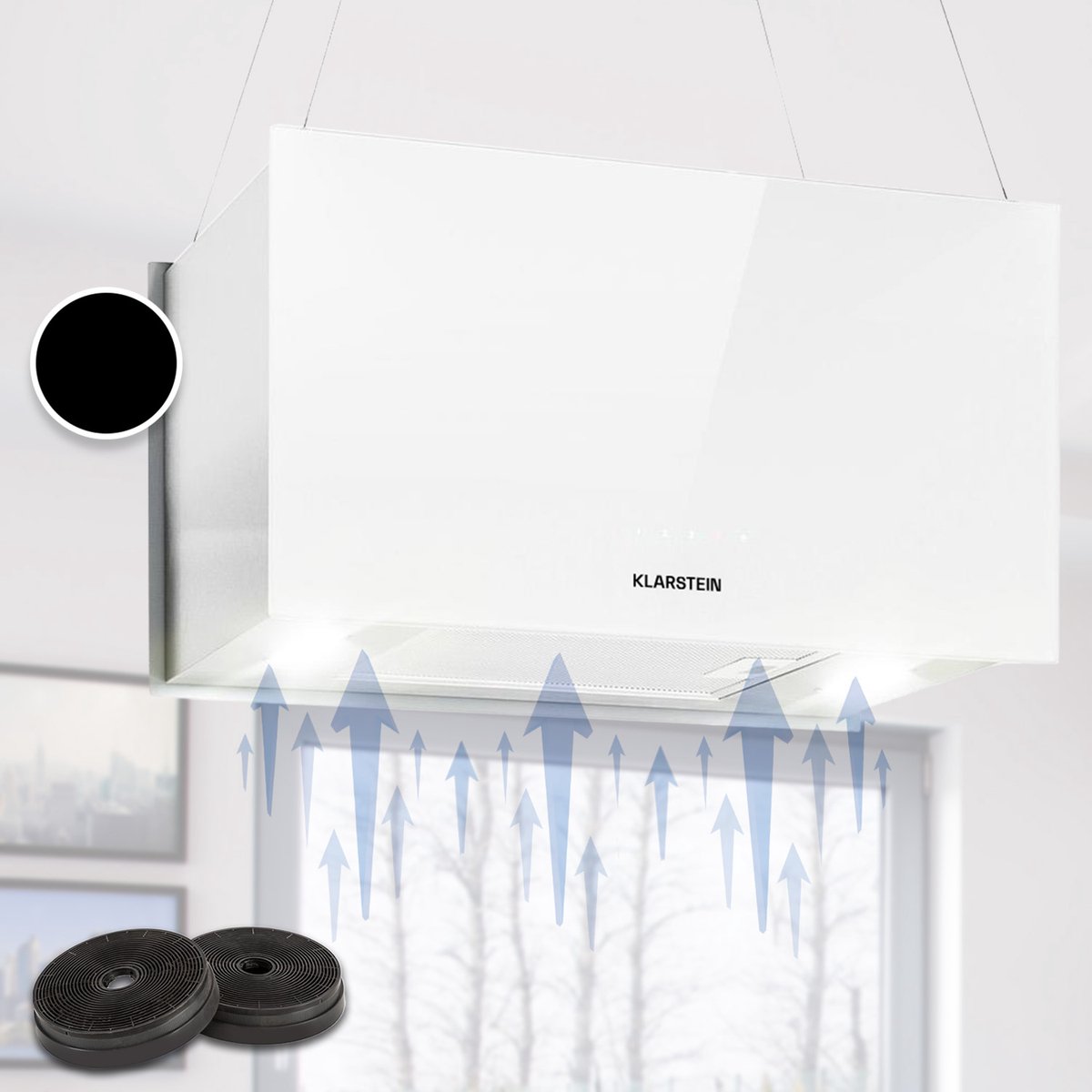 Klarstein Kronleuchter L eilandafzuigkap - 60cm afvoer: 590mÂł/h led - touch - wit