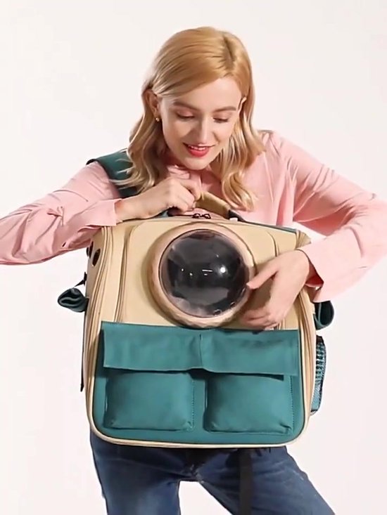 Space Cat - Sac à dos - Sac de transport - Sac de voyage - Carrier - Sac de transport - Animal de compagnie - Chats - Petits Chiens - Kaki