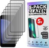 Privacy Screenprotector - Geschikt voor Samsung Galaxy S23 FE - Gehard Glas - Full Cover Tempered Privacy Glass - Case Friendly - 5 Pack