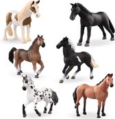 dieren 62243450011 Set - 6-delige speelset met gedetailleerde miniatuur speelgoedpaarden - dieren beeldjes voor kinderen 3+