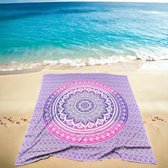 2 persoons strandlaken - Mandala - XL strandkleed - Roze/paars - Duurzaam katoen - strand doek