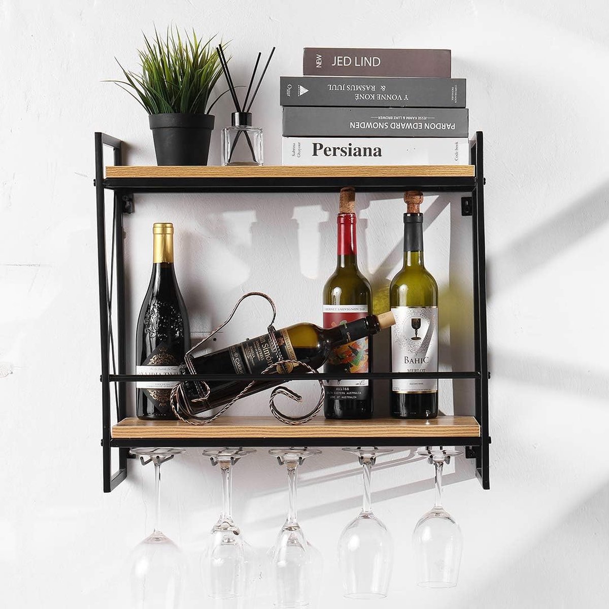 Wijnrek wandmontage 54 8 cm duurzaam praktisch solide en eenvoudige installatie wijnhouder elegante opslag glashouder voor keuken eetkamer wijnkelder bar