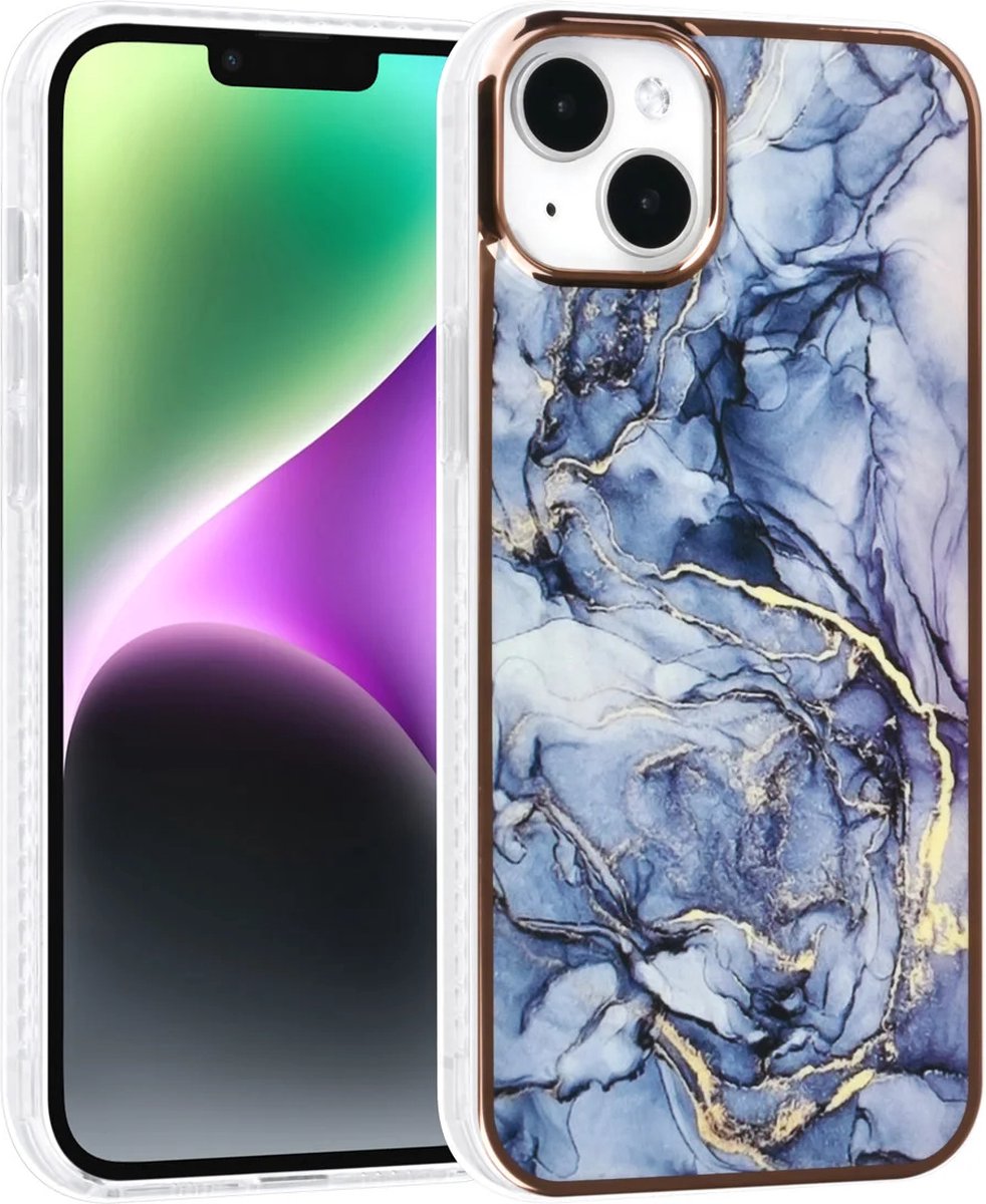 TPU Back Cover hoesje - Marble Grijs - Geschikt voor: iPhone 14