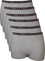 Vanilla - Dames boxershort, Ondergoed dames, Lingerie - 6 stuks - Egyptisch katoen - Grijs - S