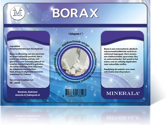 Borax - 1 kg - Minerala - Schoonmaak - Poeder - Boorzuur - Soldeerzuur - Natrium tetraboraat - Natriumtetraboraat - Boorzure soda - Carbolzuur - Soldeermiddel - Soldeerpoeder