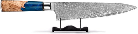 Shinrai Japan - Couteau de Chef Japonais - 20 cm - Couteau Damas - Epoxy Saphir - Coffret de luxe inclus