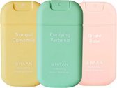 HAAN Hydrating Hand Sanitizer - Handzeep - Desinfecterend - 30ml - 3-Pack - Blossom Elixer Mix: Purifying Verbena, Bright Rose, Tranquile Camomile - Navulbaar
