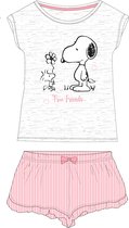 Snoopy shortama/pyjama true friends katoen licht grijs/roze maat 134