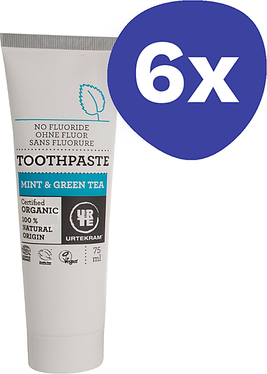 Goedkoopste Urtekram Mint & Green Tea Tandpasta (frisse smaak) (6x 50ml