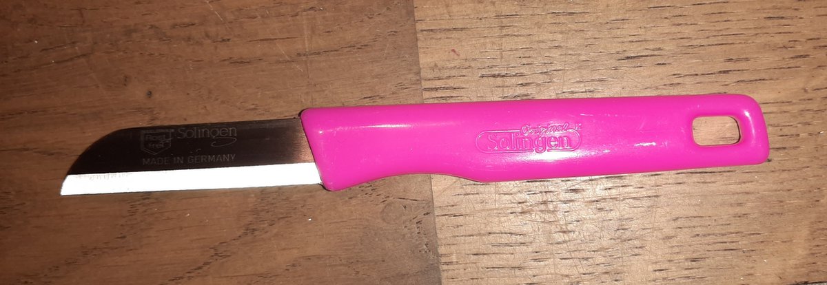 Solingen aardappelmesje roze fuchsia schilmesje aardappelschilmes keukenprinses rvs