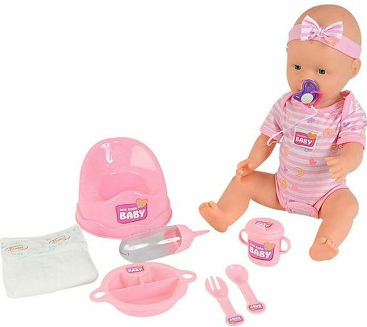 Simba - New Born Baby - Babypop - 43 cm - slapende ogen - roze - drink en plasfunctie - babypop — afbeelding 4