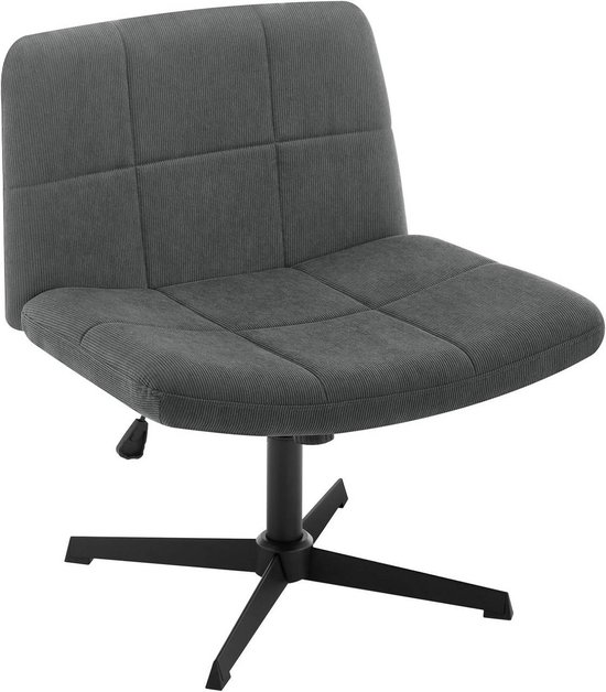 Rootz Bureaustoel met brede zitting - Ergonomische stoel - Verstelbare stoel - Comfortabel, stevig, eenvoudige montage - Corduroy en metaal - 64 cm x 49,5 cm x 41-53 cm