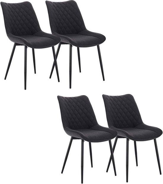 Rootz Set van 4 eetkamerstoelen - keukenstoelen - moderne zitplaatsen - duurzame constructie - comfortabel ontwerp - eenvoudige montage - kunstleer en metaal - zitmaat 46 x 40,5 cm