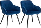 Rootz Set van 2 Eetkamerstoelen - Fauteuils - Fluwelen zitting - Comfortabel en ergonomisch - Duurzaam en stabiel - Veelzijdig en stijlvol - 49 cm x 43 cm