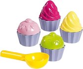 Gobelets à glace réutilisables avec cuillère - Jaune / Multicolore - Plastique - 4 Pièces - Glace - Cône - Glaces - Été