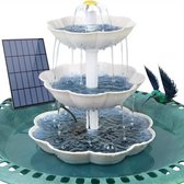 Solar Fontein op Zonne Energie - Vogelbad - Waterornament voor Buiten - Tuinfontein - Fonteinpomp - Milieuvriendelijk - Tuindecoratie - Wit