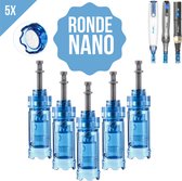 Dermapen naalden - Ronde nano - esterance® - Voor Dr.Pen M8S, A8S en A9 - Microneedling cartidges - Vervangende naaldkoppen - Opzetstuk dermapen - Anti-aging - Huidverzorging - ENKEL GESCHIKT VOOR DR.PEN M8S, A8S en A9 - 5 stuks + Sprayflesje 50 ml