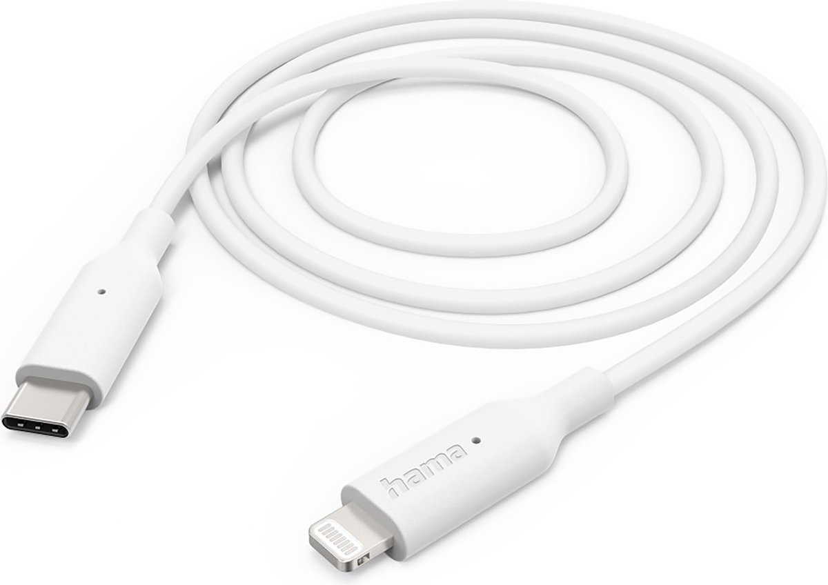 HAMA 201598 USB-kabel USB-C naar Lightning 1m Wit USB-kabel 1 m multicolor