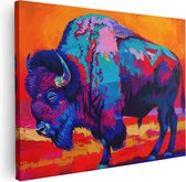 Artaza Canvas Schilderij Kleurrijk Kunstwerk van een Bizon - 40x30 - Klein - Foto Op Canvas - Canvas Print