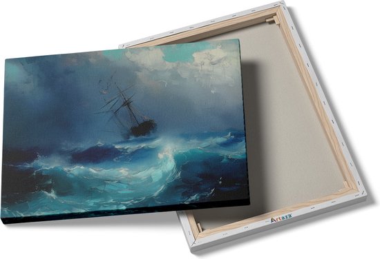 Peinture sur toile Artaza représentant un navire dans une mer agitée - 40 x 30 cm - Klein - Photo sur toile - Impression sur toile