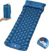 Zelfopblazende slaapmat ultralicht luchtmatras strandmat verdikt opblaasbaar matras met voetperspomp opvouwbaar voor wandelen blauw