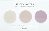Zody Shop - Post-It - Transparante MINI kleine Sticky Notes - Rond - Zelfklevend - 30X30mm - 3-pack (Totaal 270 Vellen) - Memoblok