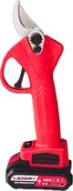 Elektrische snoeischaar - Twee oplaadbare accu's 48 Volt - maximaal 30 mm snijdiameter - Licht gewicht rood ontwerp - Snoeischaar voor het snoeien van struiken en bomen met opbergkoffer - Takkenschaar.