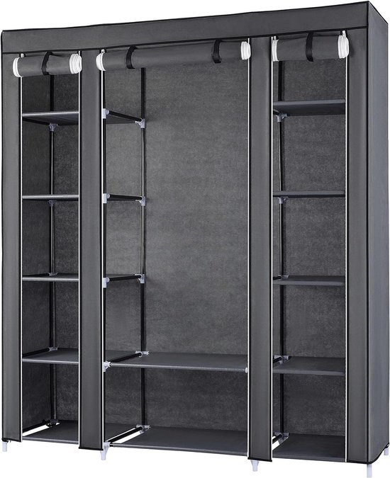 Armoire armoire pliante armoire en tissu gris 150x175x45cm Art: Armoire 12 compartiments
