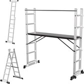 Kamersteiger Multifunctionele 2x6 - A- Ladder - Werkhoogte 1.1 meter Zilver