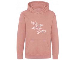 Be Friends Hoodie - Life's better with a sister - Dames - Roos - Maat S