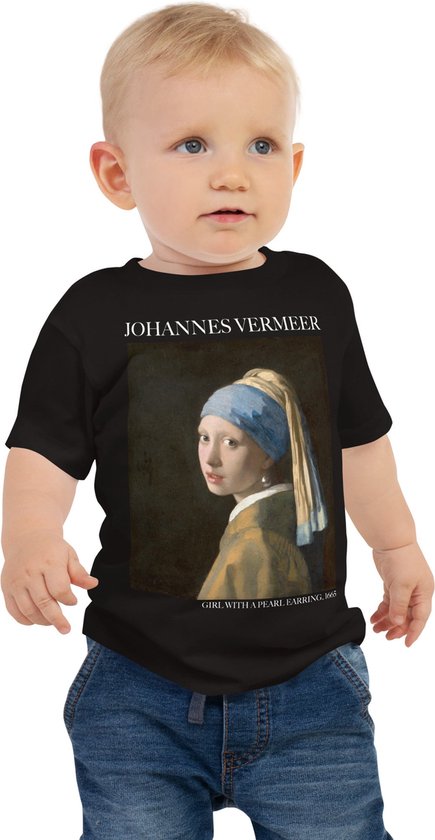 Johannes Vermeer 'Meisje met de Parel' ("Girl with a Pearl Earring") Beroemde Schilderij Baby Kleding Meisjes | 100% Katoen | Kunst Baby Kleding Jongens | 18-24m